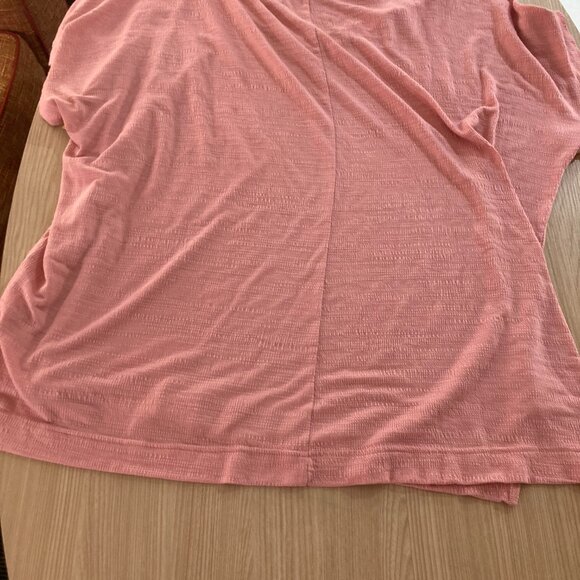 Lane Bryant Pink Knit Top 18/20 Short Sleeve Textured GUC Polyester Rayon Blend - Picture 3 of 3